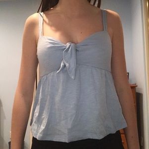 blue front tie tank top